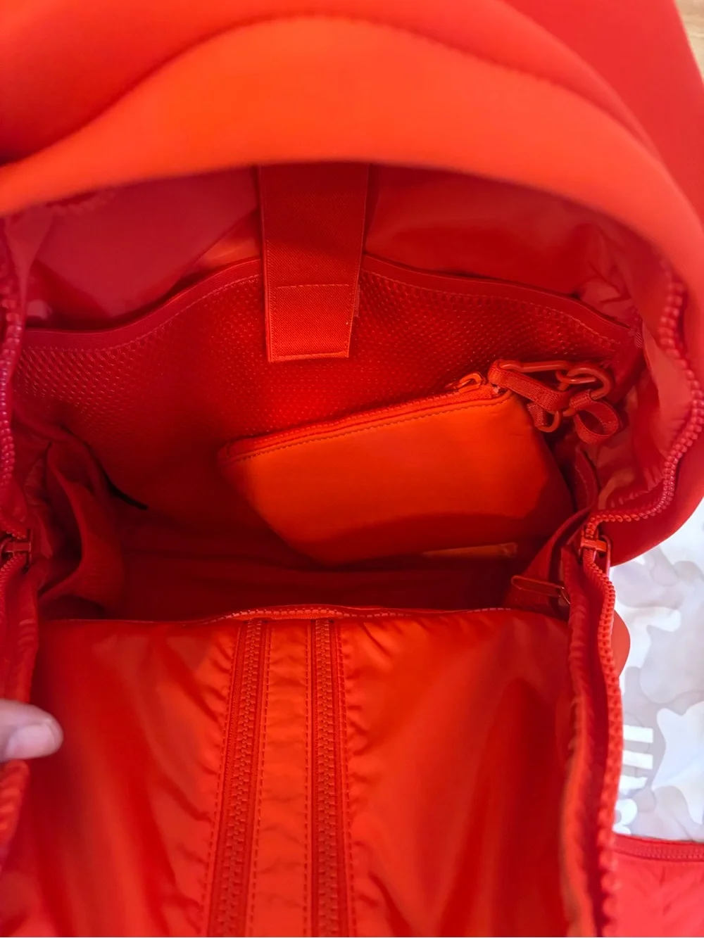 DAGNE DOVER Small Dakota Neoprene Backpack In Goji (orange)